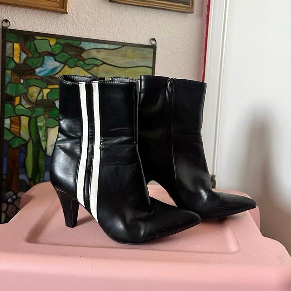 wild diva black white racer stripe stiletto boots - Picture 2 of 6